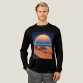 Neon Dunes - Synthwave Wüstenfox Horizon Tri-Blend Shirt (Volle Vorderseite)