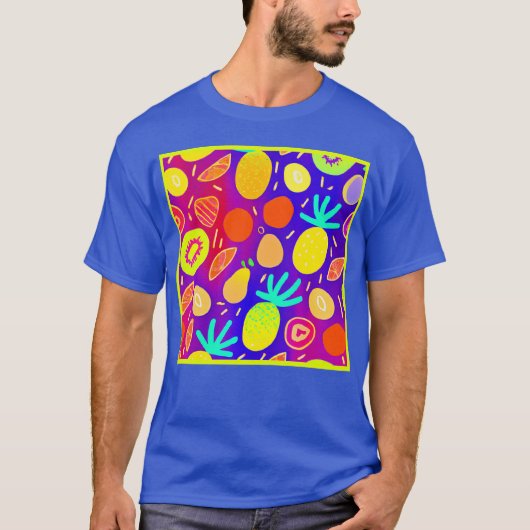Neon Dynamic Fruchtmuster Art T-Shirt (Vorderseite)