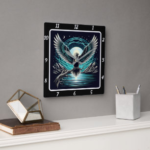 Neon Eagle Horizon Timekeeper Quadratische Wanduhr