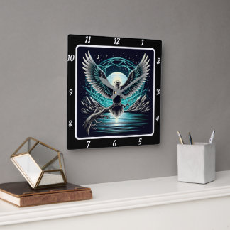 Neon Eagle Horizon Timekeeper Quadratische Wanduhr