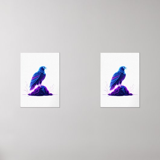 Neon Eagle on Glowing Rock – Cyberpunk Style Bilderwand Sets (Vorderseite)