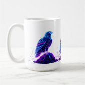 Neon Eagle on Glowing Rock – Cyberpunk Style Kaffeetasse (Links)
