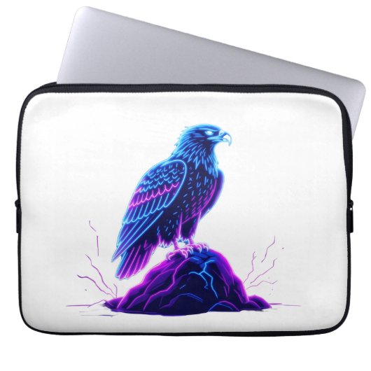 Neon Eagle on Glowing Rock – Cyberpunk Style Laptopschutzhülle (Vorderseite)