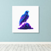 Neon Eagle on Glowing Rock – Cyberpunk Style Leinwanddruck (Insitu (Holzboden))