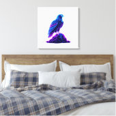 Neon Eagle on Glowing Rock – Cyberpunk Style Leinwanddruck (Insitu (Schlafzimmer))