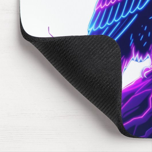 Neon Eagle on Glowing Rock – Cyberpunk Style Mousepad (Ecke)
