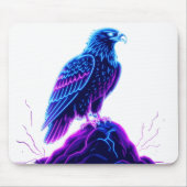 Neon Eagle on Glowing Rock – Cyberpunk Style Mousepad (Vorne)