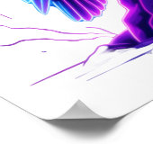 Neon Eagle on Glowing Rock – Cyberpunk Style Poster (Ecke)