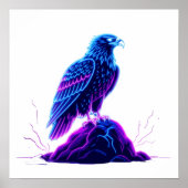 Neon Eagle on Glowing Rock – Cyberpunk Style Poster (Vorne)