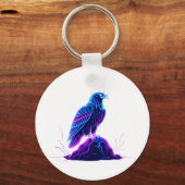 Neon Eagle on Glowing Rock – Cyberpunk Style Schlüsselanhänger (Vorderseite)