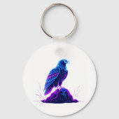Neon Eagle on Glowing Rock – Cyberpunk Style Schlüsselanhänger (Rückseite)