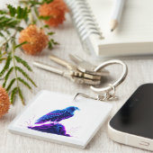 Neon Eagle on Glowing Rock – Cyberpunk Style Schlüsselanhänger (Vorderseite rechts)