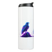Neon Eagle on Glowing Rock – Cyberpunk Style Thermosbecher (Nach links gedreht)
