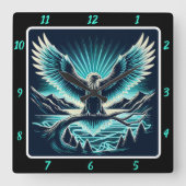 Neon Eagle Radiation Timepiece Quadratische Wanduhr (Vorderseite)