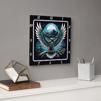 Neon Eagle Skyflare Quadratische Wanduhr