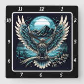 Neon Eagle Skyflare Quadratische Wanduhr (Vorderseite)