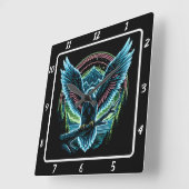 Neon Eagle Skyline Quadratische Wanduhr (Winkel)
