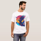 Neon Eagle Synthwave Retro Sunset Cyber Art T-Shir T-Shirt (Vorne ganz)