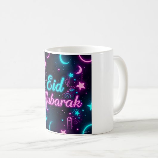 Neon Eid Mubarak Celebration Kaffeetasse (VorderseiteRechts)