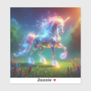 Neon Einhorn Kunst – Leuchtendes Fantasy-Pferd Reg Aufkleber