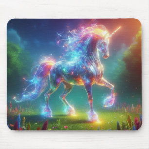 Neon Einhorn Kunst – Leuchtendes Fantasy-Pferd Reg Mousepad