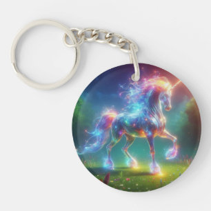 Neon-Einhorn-Kunst – Leuchtendes Fantasy-Pferd Reg Schlüsselanhänger
