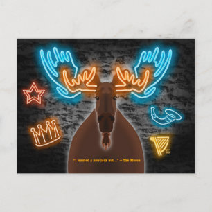 Neon-Elch auf einer Bar-Postkarte Feiertagspostkarte