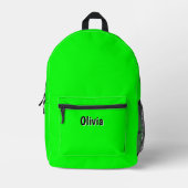 Neon Electric Green | Schwarzer 3D-Personalisierte Bedruckter Rucksack (Vorderseite)