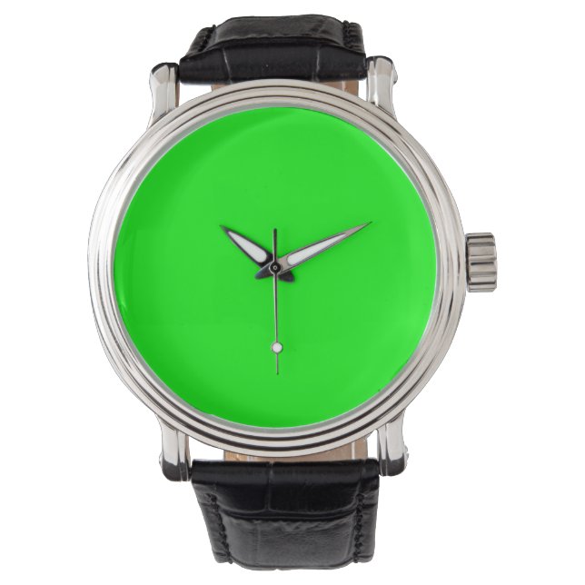 Neon Electric Green Solid Color | Classic Armbanduhr (Vorderseite)