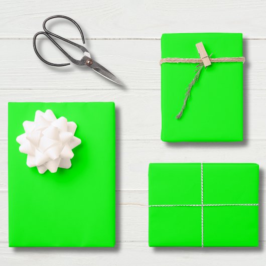 Neon Electric Green Solid Color Classic | elegant Geschenkpapier Set