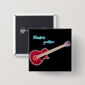 Neon Electric Guitar Retro 80s Rock Music Button (Vorne & Hinten)