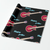 Neon Electric Guitar Retro 80s Rock Music Geschenkpapier (Ungerollt)