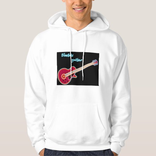 Neon Electric Guitar Retro 80s Rock Music Hoodie (Vorderseite)