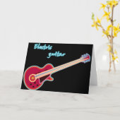 Neon Electric Guitar Retro 80s Rock Music Karte (Gelbe Blume)