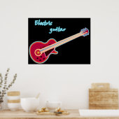 Neon Electric Guitar Retro 80s Rock Music Poster (Küche)