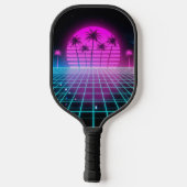 Neon Electric Palms Retro Vaporwave Custom Pickleb Pickleball Schläger (Rückseite)