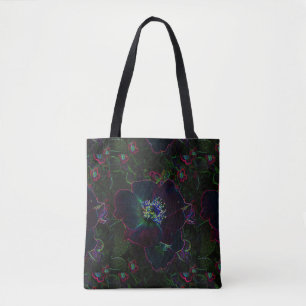 Neon Electric Rose Blumengarten Abstrakt Tote Beut Tasche