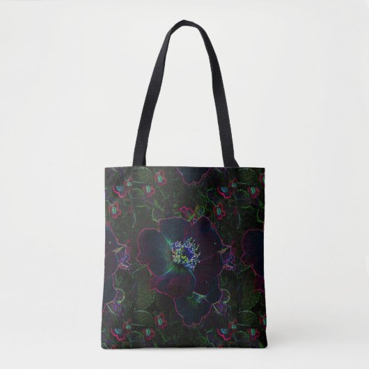 Neon Electric Rose Blumengarten Abstrakt Tote Beut Tasche (Vorderseite)