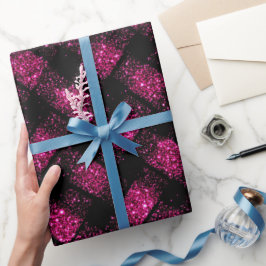 Neon Elektrisch Rosa Glühen Schwarzes Glitter Must Geschenkpapier