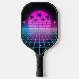 Neon elektrische Palmen Retro Vaporwave Custom Pic Pickleball Schläger