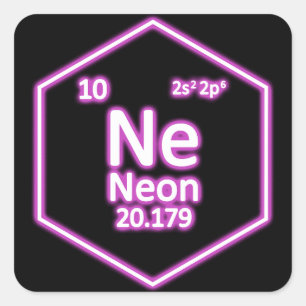 Neon Element Periodic Table Chemical Quadratischer Aufkleber