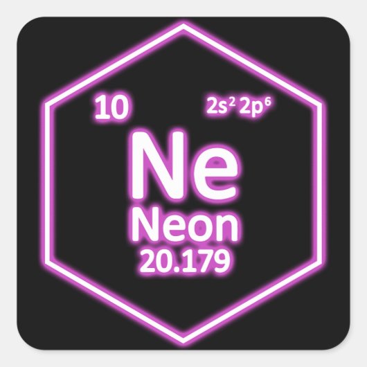 Neon Element Periodic Table Chemical Quadratischer Aufkleber (Vorderseite)