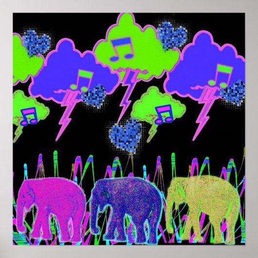 Neon Elephants Poster (Vorne)