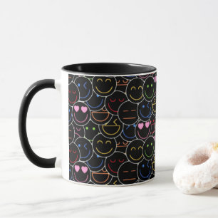 Neon Emoji Kaffee Tasse: Moderne Retro Vibes Tasse