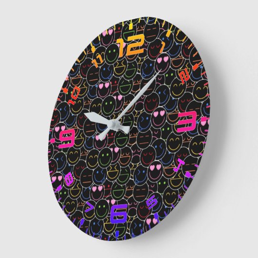 Neon Emoticon Clock - Moderne Retro Vibes Große Wanduhr (Winkel)