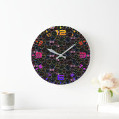 Neon Emoticon Clock - Moderne Retro Vibes Große Wanduhr (Zuhause)