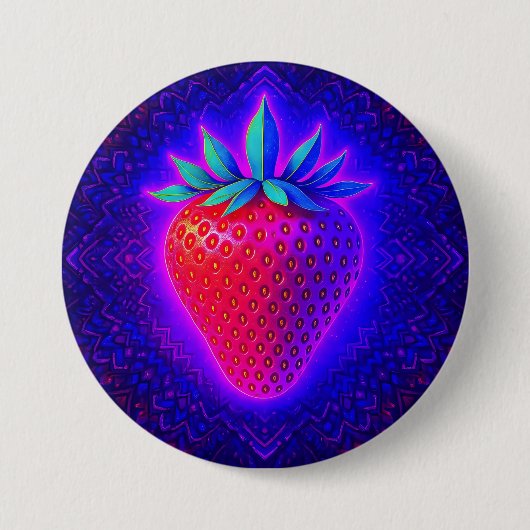 Neon-Erdbeerbadge Button (Vorderseite)