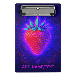 Neon-Erdbeere lebendiger Blick Zwischenablage Mini Klemmbrett