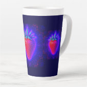 Neon-Erdbeere lebendiger Look Latte-Becher Milchtasse (Rechte Ecke)