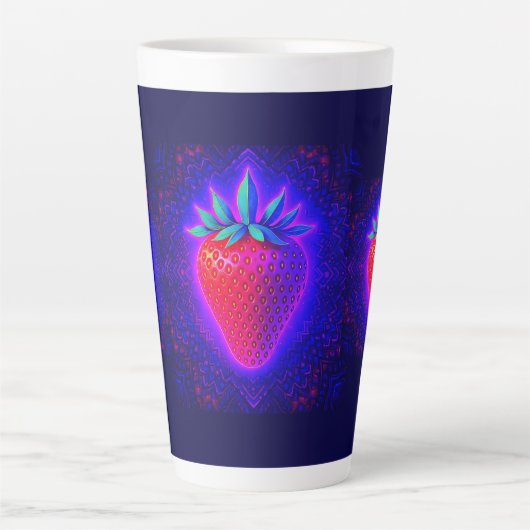Neon-Erdbeere lebendiger Look Latte-Becher Milchtasse (Vorderseite)